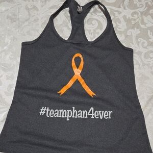 ALO Yoga Charcoal Tank Top with Orange Ribbon